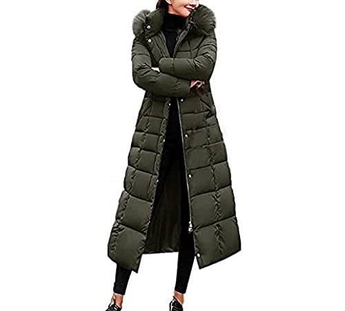 Ailovone Winterjacke Damen Wintermantel Lang Damen Winter Warm Steppmantel Parka mit Kapuze Slim Fit Reißverschluss Daunenjacke Damenmantel Dicke Outdoorjacke von Ailovone