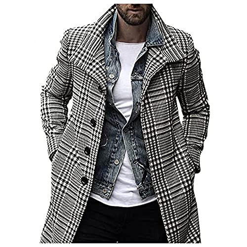 Ailovone Wintermantel Mantel Herren Casual Winter Business Slim Fit Jacke Winddichter Warmer Windbreaker Übergangsjacke Winterjacke Klassischer Karierte Jacke im Freien von Ailovone