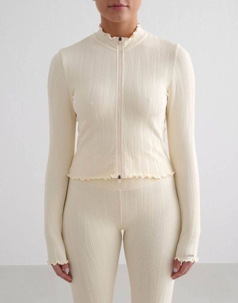 Aim'n - Almond White Tulip - Jacke in Mandelweiß mit Reißverschluss von Aim'n