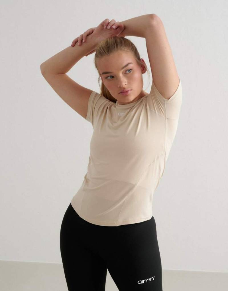 Aim'n - Café au Lait - Weiches, kurzärmliges Basic-T-Shirt in Beige-Neutral von Aim'n