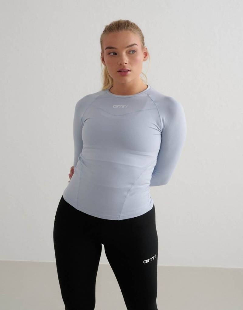 Aim'n - Cloudy - Langärmliges Basic-T-Shirt in Blau mit weicher Haptik von Aim'n