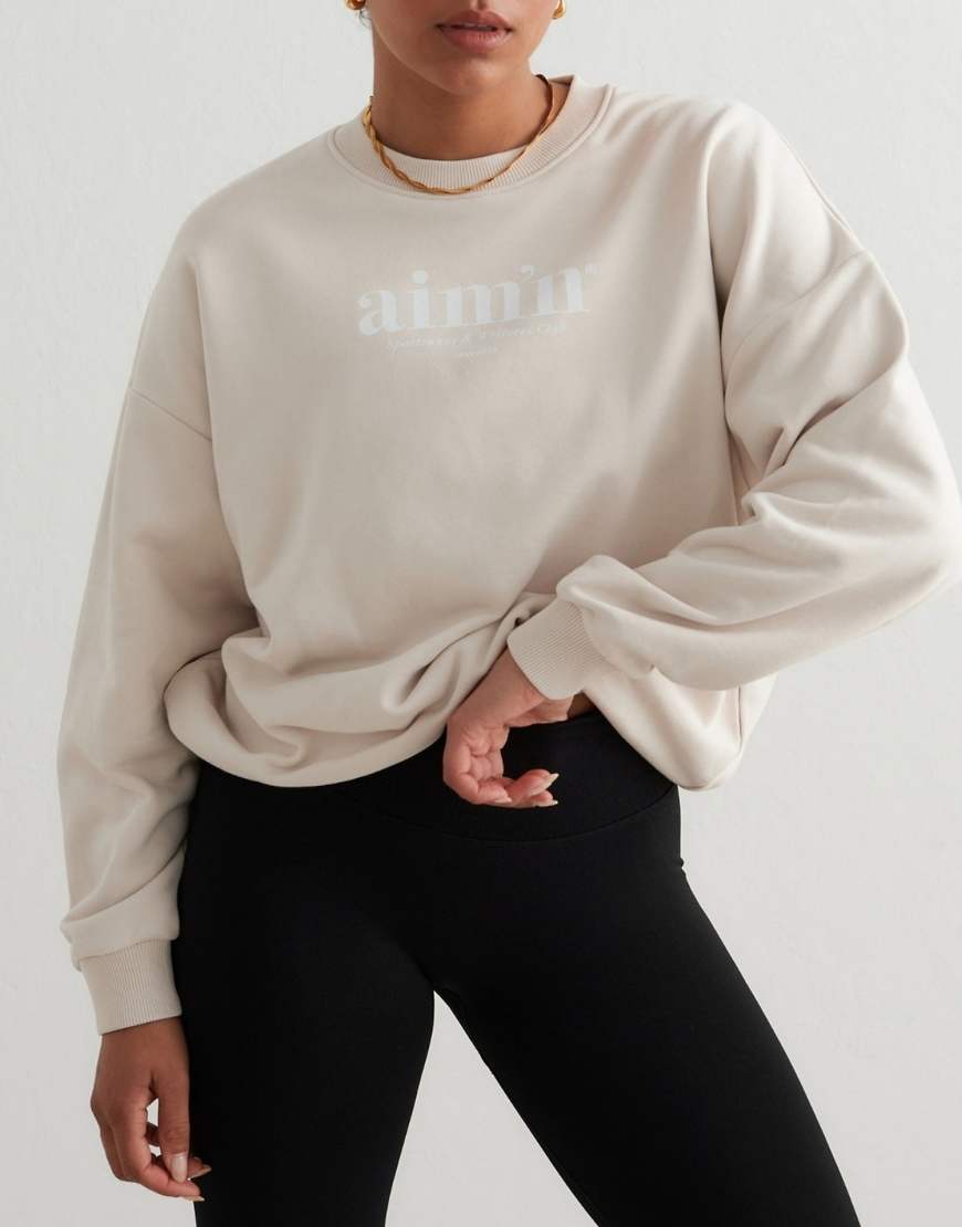 Aim'n - Club-Sweatshirt aus Frottee in Lehmbeige-Neutral von Aim'n