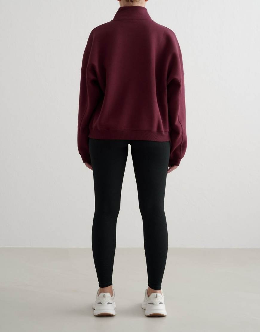 Aim'n - College-Pullover in Kirschrot mit kurzem Reißverschluss von Aim'n