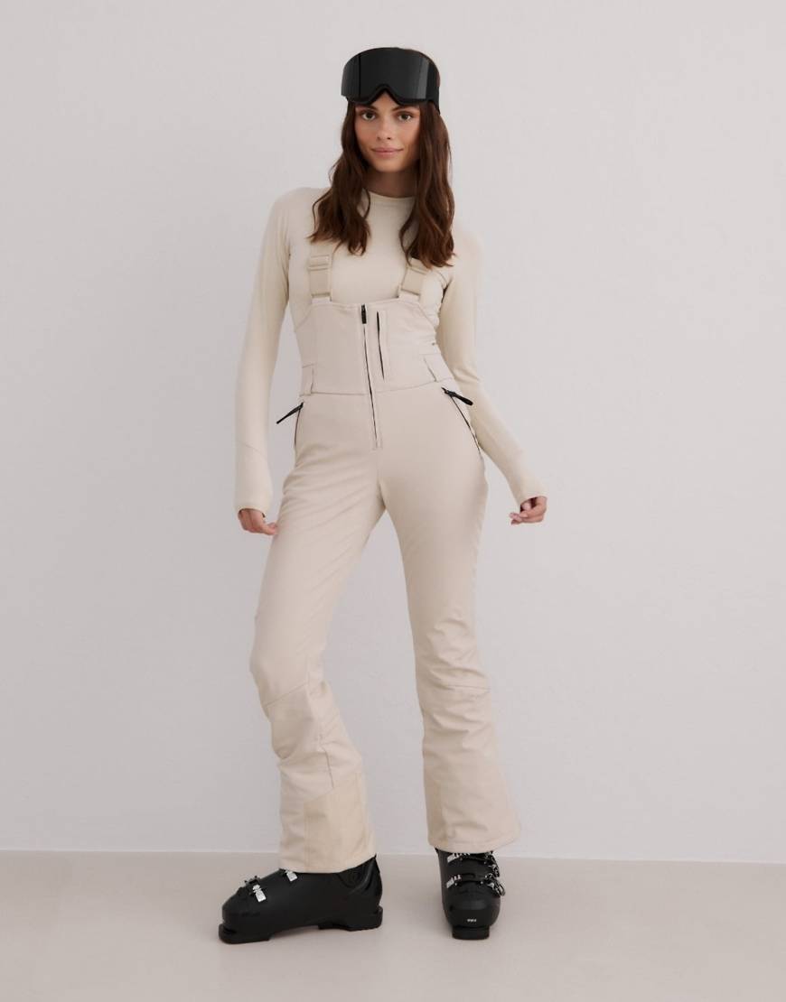 Aim'n - Elastische Thermo-Latzhose in Café au Lait-Neutral von Aim'n