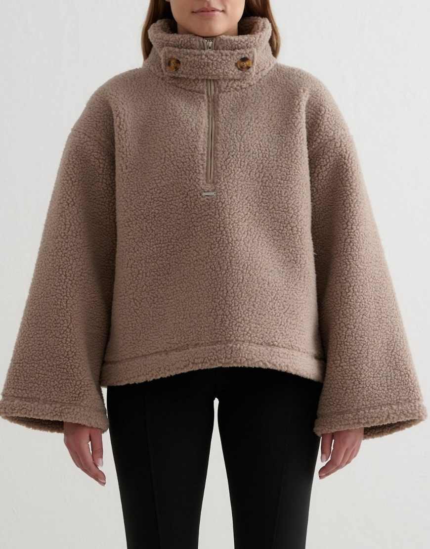 Aim'n - Fleece-Anorak in dunklem Lehmbeige-Neutral von Aim'n