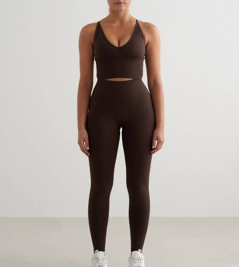 Aim'n - Formende, nahtlose Petite-Leggings in Schokobraun-Brown von Aim'n