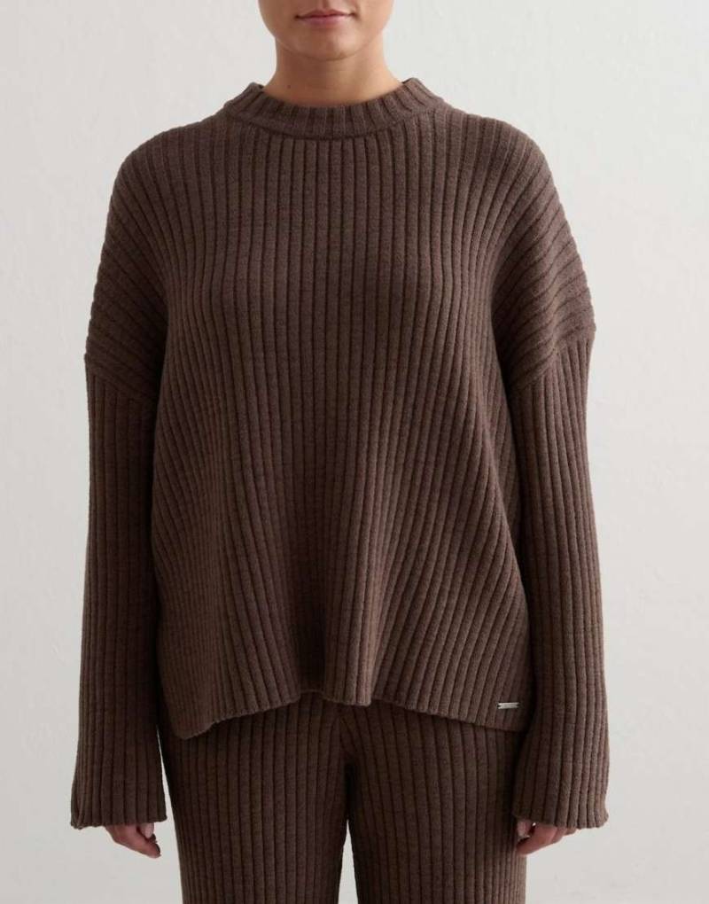 Aim'n - Gerippter Strickpullover in Macchiato-Brown von Aim'n