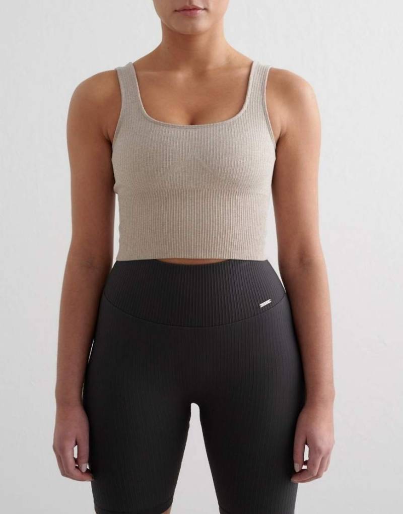 Aim'n - Geripptes, nahtloses, formendes Bustier in meliertem Beige-Neutral von Aim'n