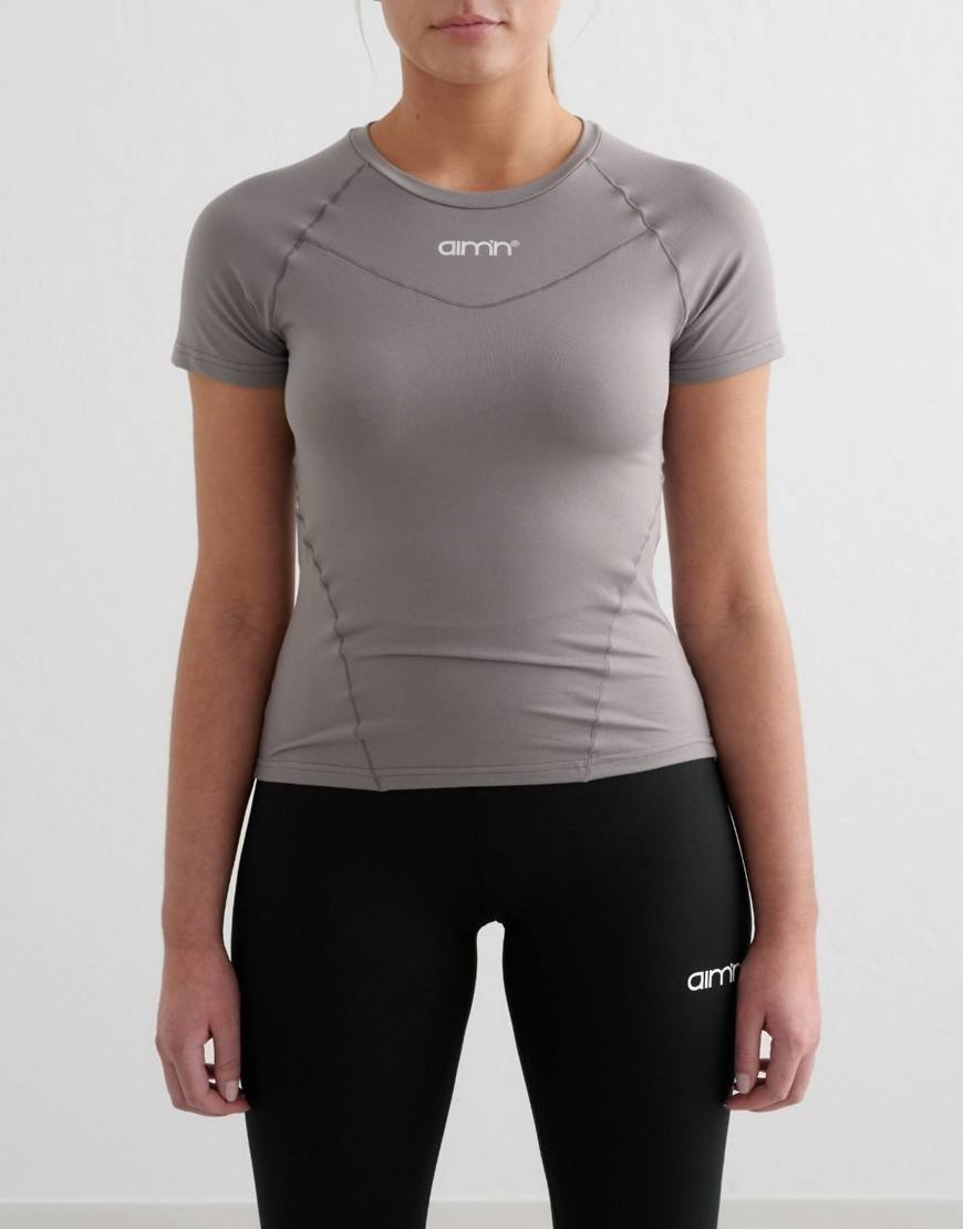 Aim'n - Kurzärmliges, weiches Basic-Oberteil in Grau von Aim'n