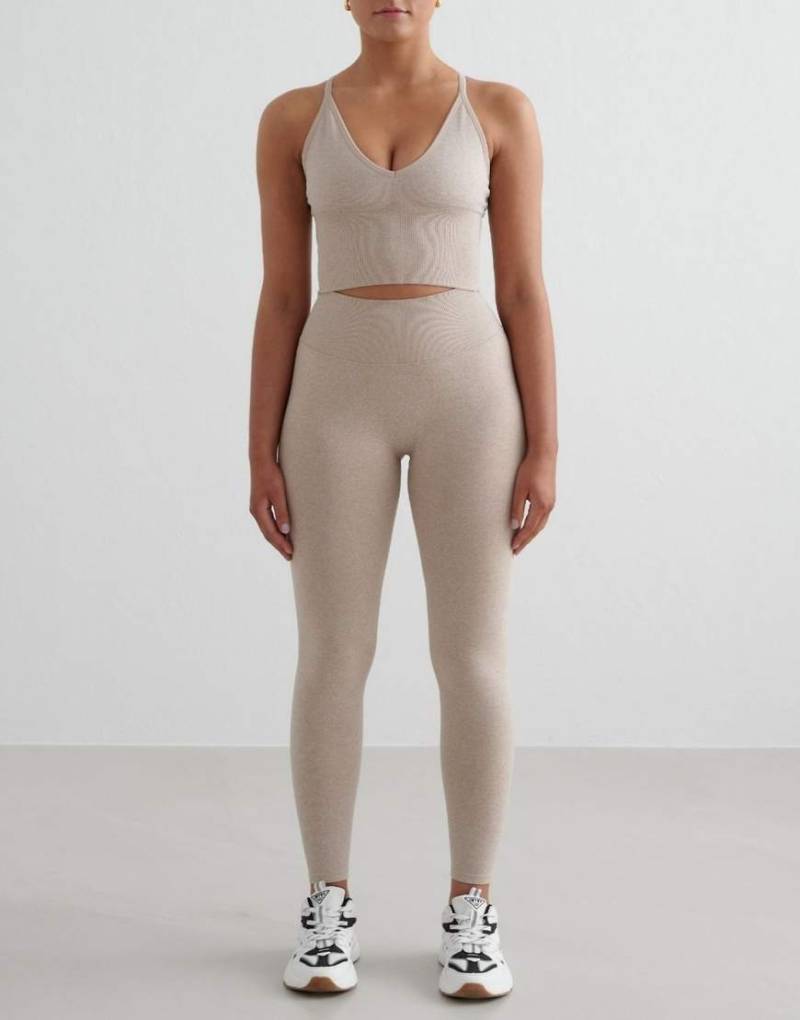 Aim'n - Nahtlose, formende Leggings in meliertem Beige-Neutral von Aim'n