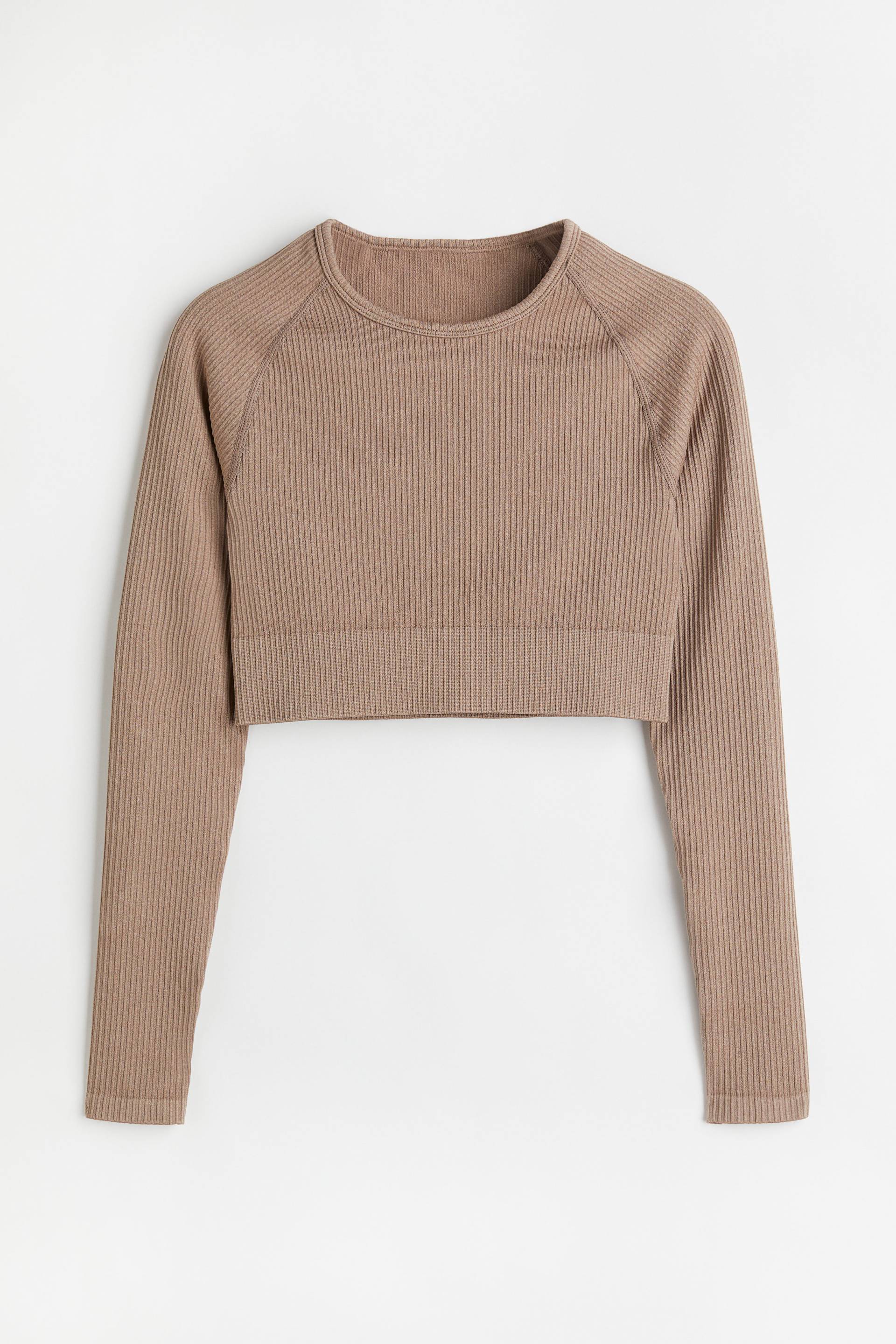 Aim"n Ribbed Seamless Crop Long Sleeve Braun, Sport – T-Shirts in Größe S. Farbe: Brown' von Aim"n'