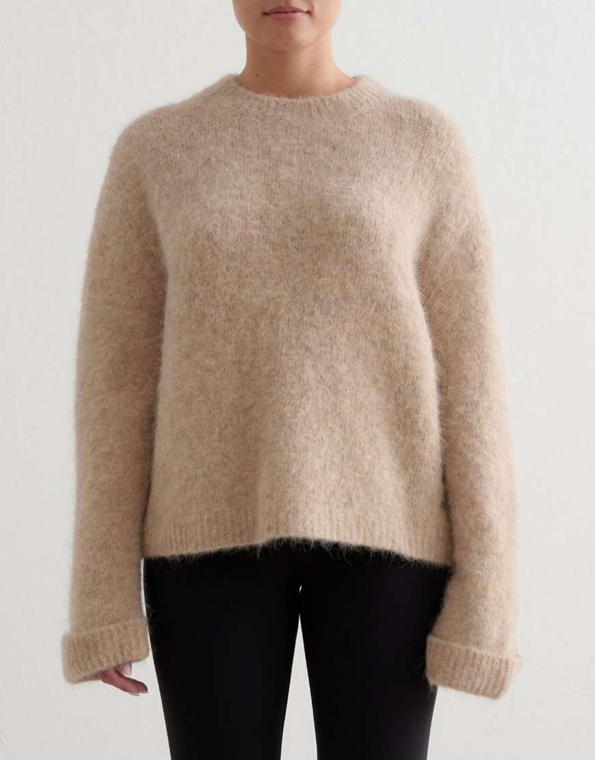 Aim'n - Strickpullover aus Alpakawolle in dunklem Lehmbeige-Neutral von Aim'n