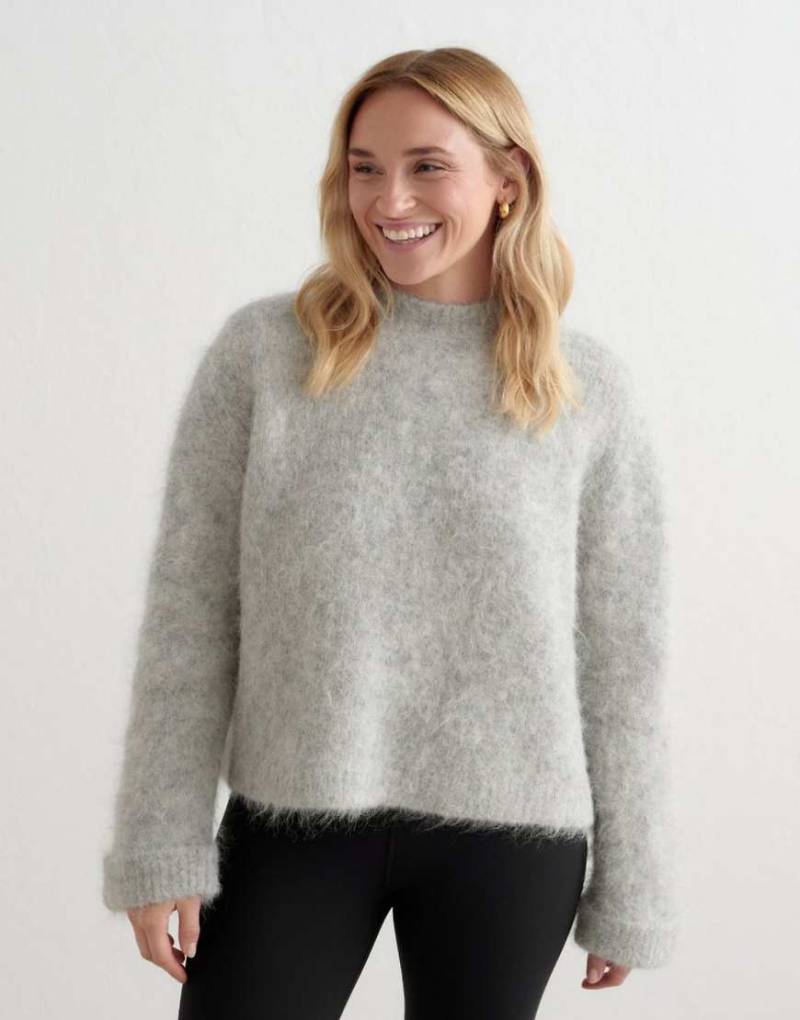 Aim'n - Strickpullover aus Alpakawolle in meliertem Grau von Aim'n