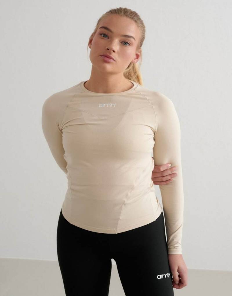 Aim'n - Weiches, langärmliges Basic-Shirt in Café-au-Lait-Beige-Neutral von Aim'n