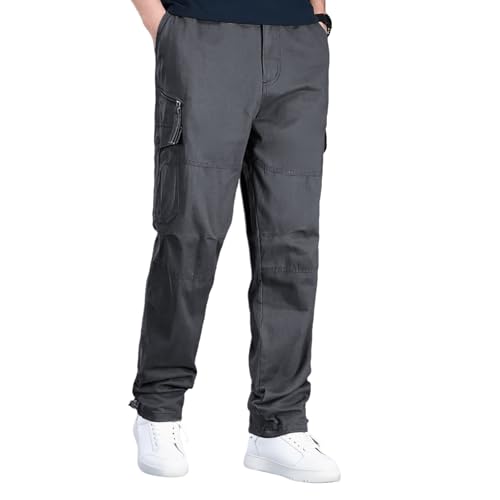 Aimato Herren Cargohose aus 100% Baumwolle, Atmungsaktive Arbeitshose mit Elastischem Bund für Bewegungsfreiheit, Freizeithose mit 7 Multifunktionstaschen für Trekking & Freizeit von Aimato