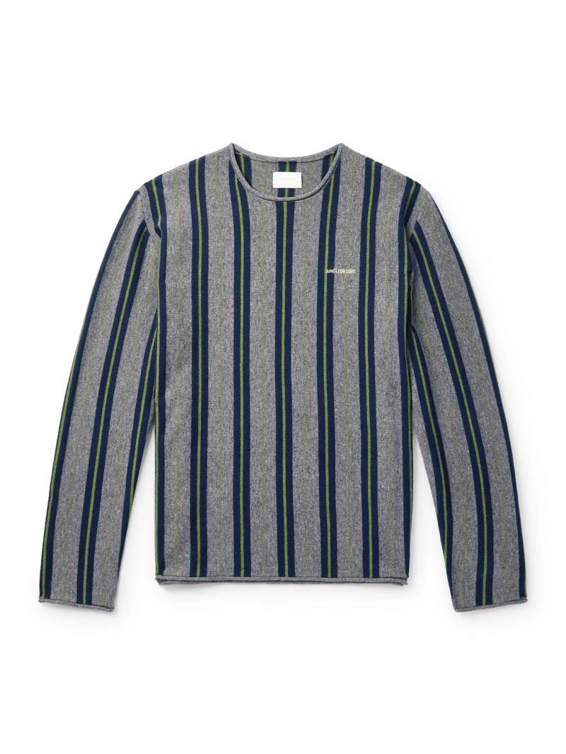 Aimé Leon Dore - Logo-Embroidered Striped Wool Sweater - Men - Gray - XL von Aimé Leon Dore