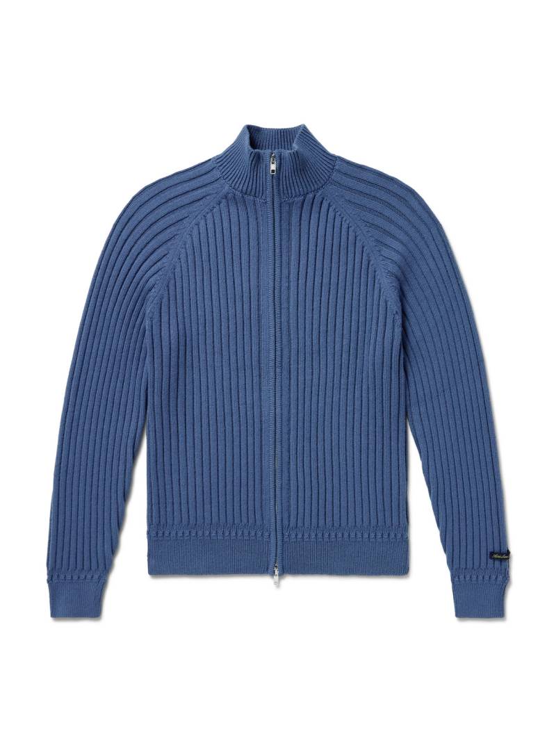Aimé Leon Dore - Ribbed Merino Wool-Blend Zip-Up Sweater - Men - Blue - XS von Aimé Leon Dore