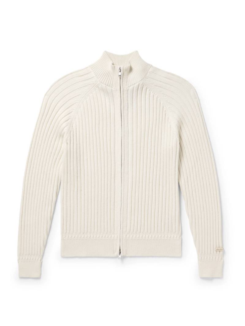 Aimé Leon Dore - Ribbed Merino Wool-Blend Zip-Up Sweater - Men - Neutrals - M von Aimé Leon Dore