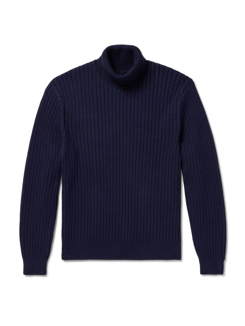 Aimé Leon Dore - Ribbed Merino Wool and Cotton-Blend Rollneck Sweater - Men - Blue - M von Aimé Leon Dore