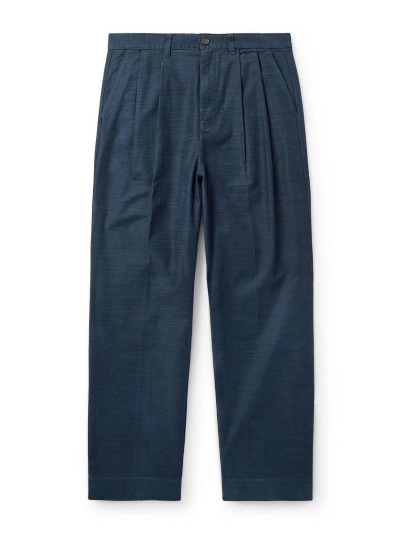 Aimé Leon Dore - Straight-Leg Pleated Cotton-Sateen Trousers - Men - Blue - UK/US 32 von Aimé Leon Dore
