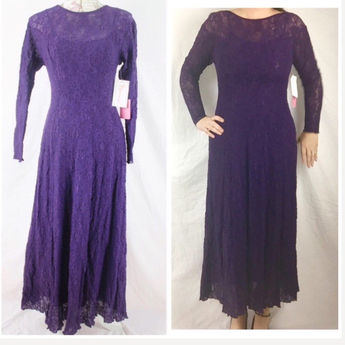 Vintage 80Er Jahre Lila Spitze Kleid Größe Medium Florencia Fiume Von Ca Öffnen Zurück Rosetten Neu Mit Tags Midi Länge Vintage 80Er Jahre Lila Spitze Kleid Größe Medium Florencia Fiume Von Ca Öffnen Zurück Rosetten Neu Mit Tags Midi Länge von AimeeBlueVINTAGE