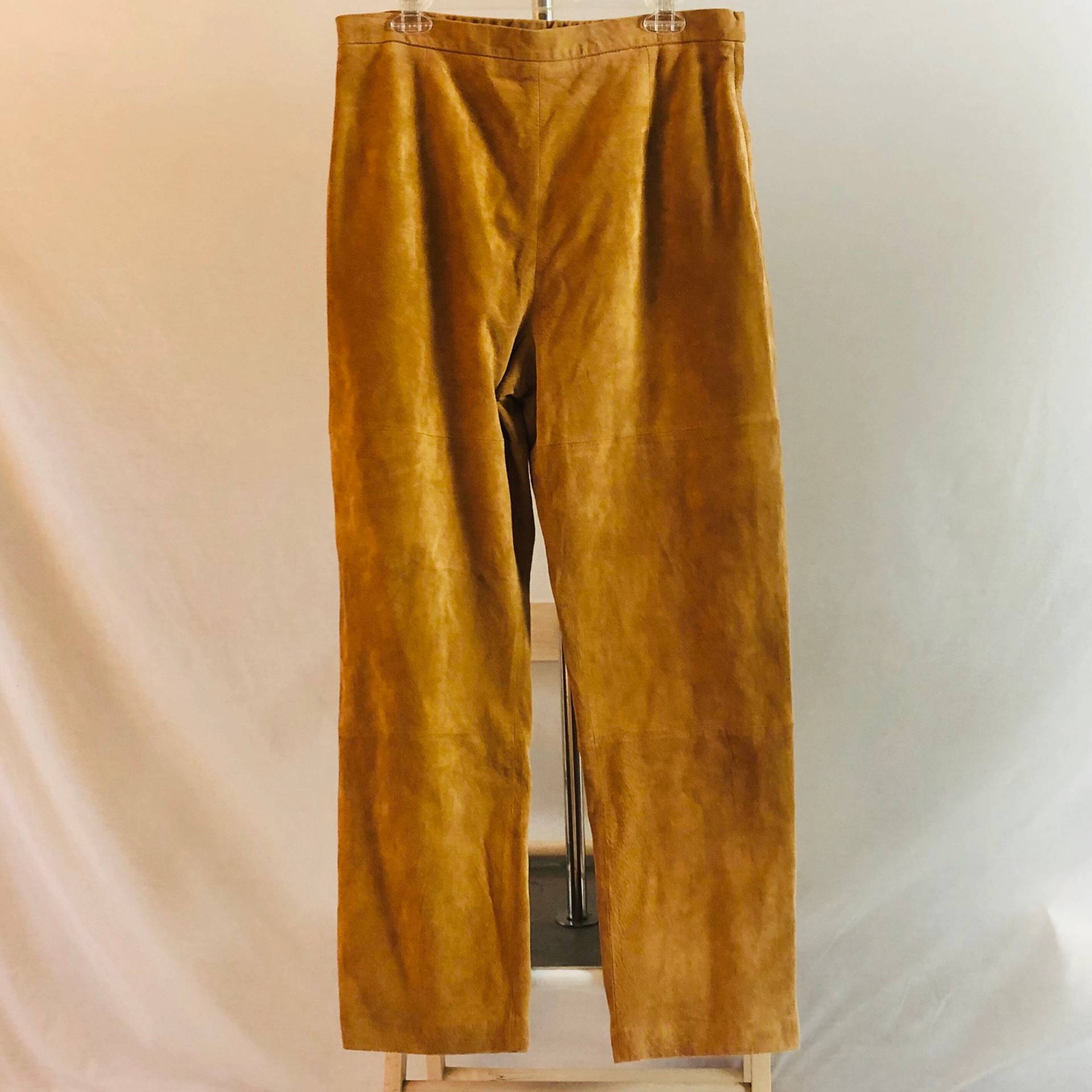 Vintage Terry Lewis Tan Wildleder Hose 32" Taille High Rise 90Er von AimeeBlueVINTAGE