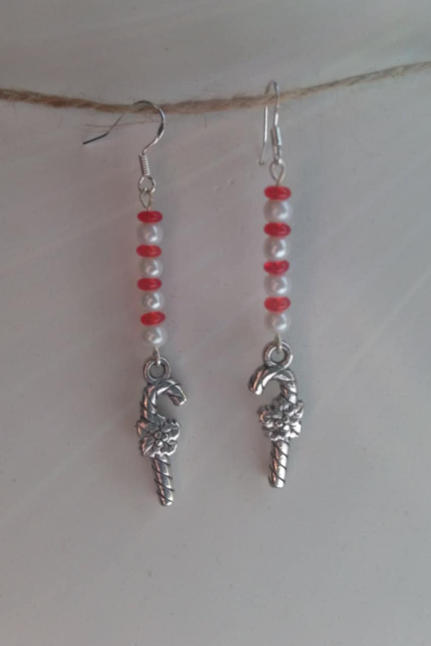Ohrringe, Ohrringe Weihnachten, Zuckerstange Mit Sterling Silber Ohr Haken Und Antik Candy Canes Ohrringe, Ohrringe Weihnachten, Zuckerstange Mit Sterling Silber Ohr Haken Und Antik Candy Canes von AimeeGJewelry
