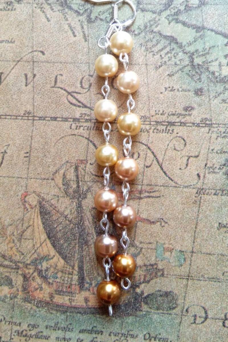 Ohrringe, Perlen Elegante 6 Ton Gold Ohrringe Baumeln Drop Mit Sterling Silber Ohr Clips Handgemacht von AimeeGJewelry