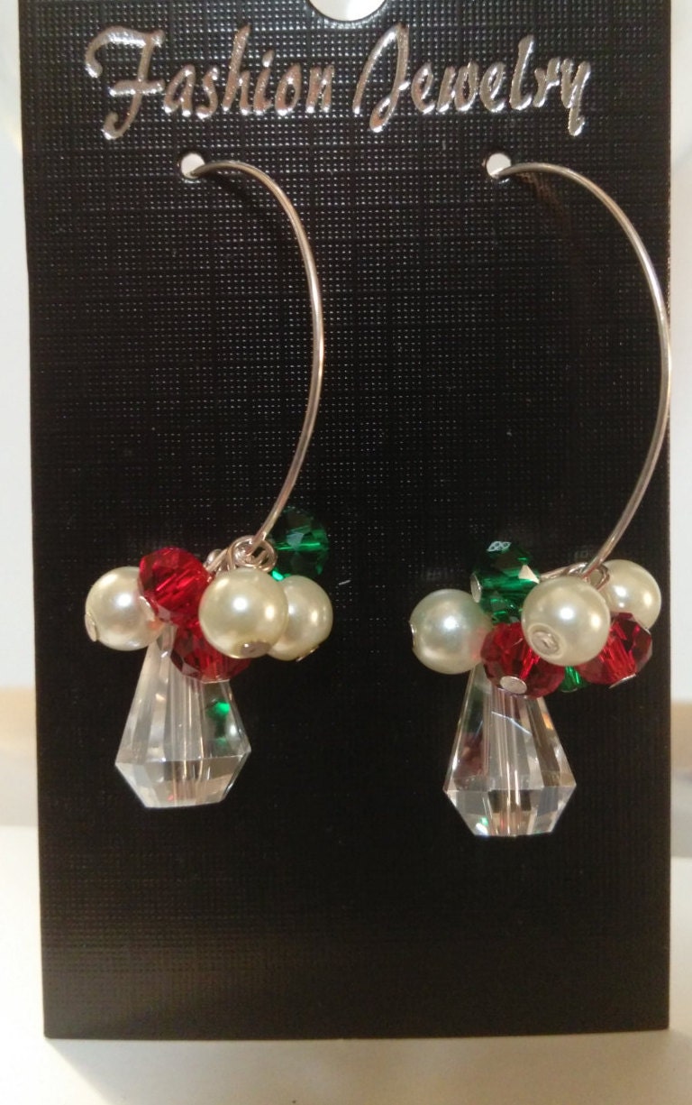 Weihnachten Urlaub Ohrringe Mit Silber Ton Halbe Hoop, Wunderschönen Swarovski Crystal Drop Kleiner Rote Und Grüne Kristalle Weihnachten Urlaub Ohrringe Mit Silber Ton Halbe Hoop, Wunderschönen Swarovski Crystal Drop Kleiner Rote Und Grüne Kristalle von AimeeGJewelry