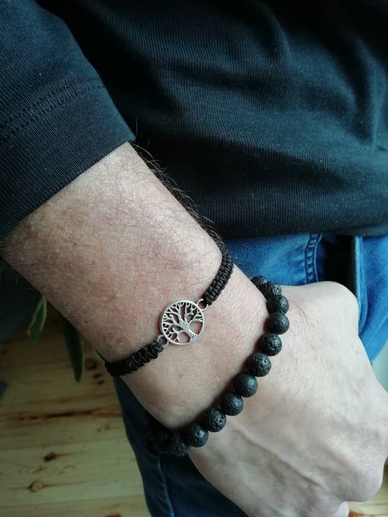 Herren Armband /Armband Lebensbaum/Makramee Schwarz von AimeeSchmuck