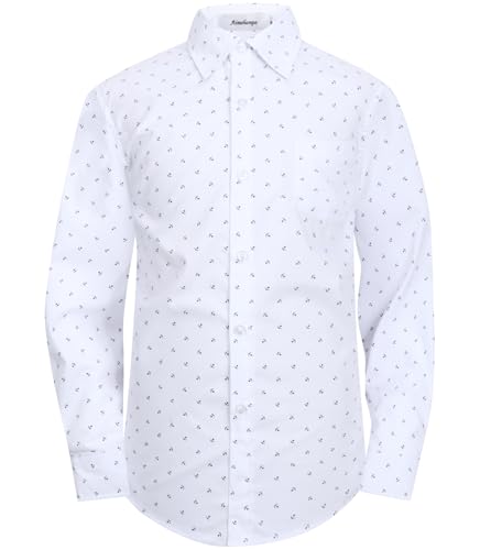 Aimehonpe Langärmeliges Hemd für Jungen, gemustert, Knopfleiste, Komfort-Flex-Shirt, Weiß, Anker, 13-14 Jahre Aimehonpe Langärmeliges Hemd für Jungen, gemustert, Knopfleiste, Komfort-Flex-Shirt, Weiß, Anker, 13-14 Jahre von Aimehonpe