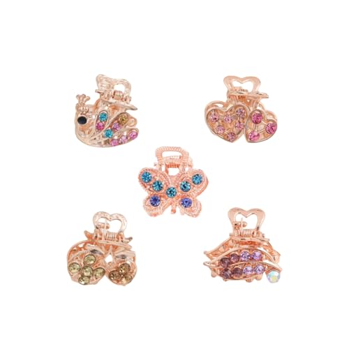 Mini-Haarspangen mit Strasssteinen, Schmetterlings-Haarspangen für Damen, Retro, Raffinesse, Haarschmuck für Damen und Mädchen (5 Stück) von Aimery