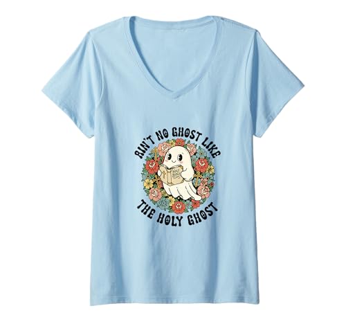 Damen Es gibt keinen Geist wie den Heiligen Geist Jesus Christian Halloween T-Shirt mit V-Ausschnitt Damen Es gibt keinen Geist wie den Heiligen Geist Jesus Christian Halloween T-Shirt mit V-Ausschnitt von Ain't No Ghost Like The Holy Ghost Jesus Merch