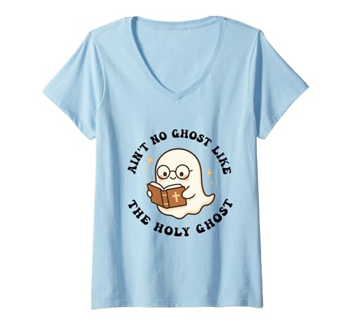 Damen Es gibt keinen Geist wie den Heiligen Geist Jesus Christian Halloween T-Shirt mit V-Ausschnitt Damen Es gibt keinen Geist wie den Heiligen Geist Jesus Christian Halloween T-Shirt mit V-Ausschnitt von Ain't No Ghost Like The Holy Ghost Jesus Merch