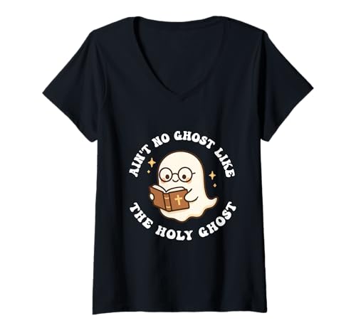 Damen Es gibt keinen Geist wie den Heiligen Geist Jesus Christian Halloween T-Shirt mit V-Ausschnitt Damen Es gibt keinen Geist wie den Heiligen Geist Jesus Christian Halloween T-Shirt mit V-Ausschnitt von Ain't No Ghost Like The Holy Ghost Jesus Merch