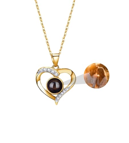 925 Sterling Silber Foto Halskette für Frauen Personalisierte Projektion Kette mit Bild im Stein Benutzerdefinierte Versteckte Bild Schmuck Geschenke für Freundin Mutter Tochter Geburtstag von Aina Lighting