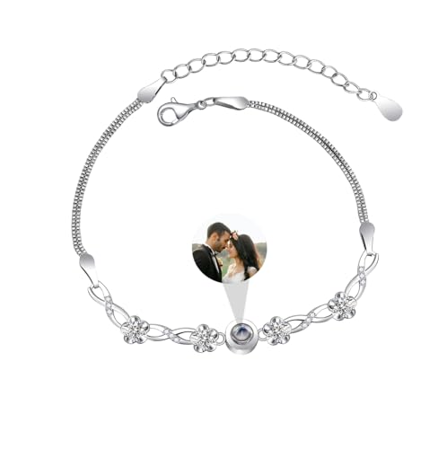 Aina Lighting 925 Sterling Sliber Armband mit Foto für Frauen Personalisierte Projektion Armband mit Bild im Stein Speicher Foto Armband Weihnachten Jahrestag Valentinstag Geburtstag Geschenke von Aina Lighting