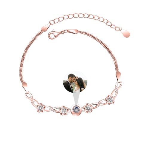 Aina Lighting 925 Sterling Sliber Armband mit Foto für Frauen Personalisierte Projektion Armband mit Bild im Stein Speicher Foto Armband Weihnachten Jahrestag Valentinstag Geburtstag Geschenke von Aina Lighting