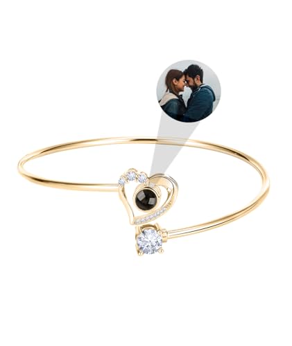 Aina Lighting Personalisiertes Armband Mit Bild im Stein - Foto Projektion Armreif - Individuelles Erinnerungsfoto Geschenk für Frauen von Aina Lighting