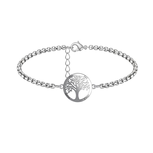Aina Lighting Personalisierte Baum des Lebens Armband mit 1-5 Namen benutzerdefinierte Familiennamen Armband Geschenk für Frauen Mom von Aina Lighting