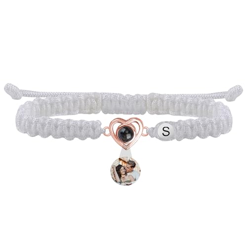 Aina Lighting Personalisiertes Foto Armband Mit Bild im Stein, Anfänglichen Buchstaben, Projektion - Jahrestag, Weihnachten, Geburtstag, Memorial Geschenke für Frauen, Männer, Paare von Aina Lighting