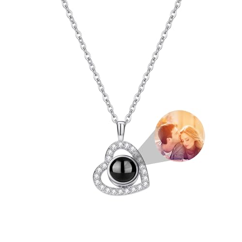 Aina Lighting Personalisierte Foto Kette für Frauen Individuell gestaltete Projektionskette mit Bild im Inneren Schmuck mit verstecktem Bild Jubiläums- und Geburtstagsgeschenke von Aina Lighting