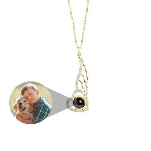 Aina Lighting Personalisierte Foto Kette für Frauen Individuell gestaltete Projektionskette mit Bild im Inneren Schmuck mit verstecktem Bild Jubiläums- und Geburtstagsgeschenke von Aina Lighting