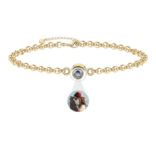 Aina Lighting Personalisiertes Armband mit Foto benutzerdefinierte Armband mit Bild im Stein Ich Liebe Dich Armband 100 Sprachen Foto Erinnerung Armband Schmuck Geschenk für Frauen Männer von Aina Lighting