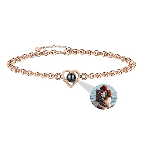Aina Lighting Personalisiertes Armband mit Foto im Stein Benutzerdefinierte Herz Projektion Armband Bild Armbänder Geschenke für Frauen von Aina Lighting
