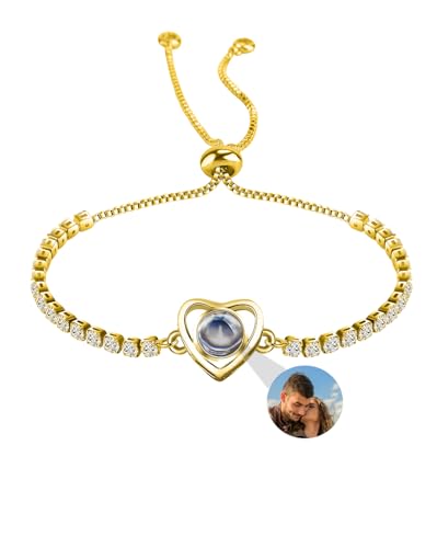 Aina Lighting Personalisiertes Armband mit Foto im Stein Benutzerdefinierte Herz Projektion Armband Bild Armbänder Geschenke für Frauen von Aina Lighting