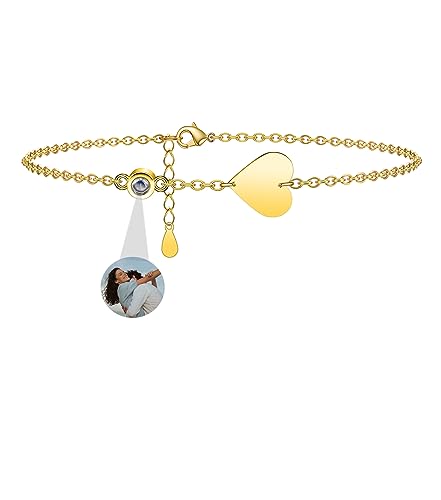 Aina Lighting Personalisiertes Armband mit Foto im Stein Ich Liebe Dich Armband 100 Sprachen Kreis Projektions Armband mit Bild Schmuck Geschenke für Frauen Ehefrau Mutter Freundin von Aina Lighting