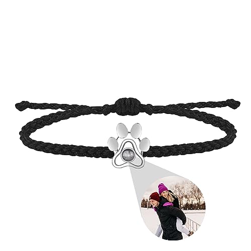 Aina Lighting Personalisiertes Armband mit Foto Benutzerdefinierte Projektionsarmband mit Bild im Stein Hundepfote Foto Projektions Armband Geschenke für Frauen Mädchen Haustierliebhaber von Aina Lighting