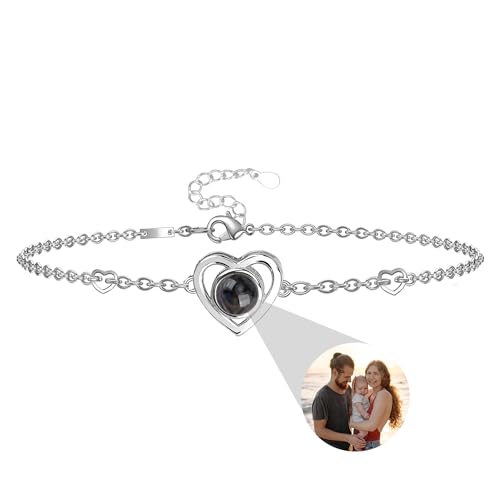 Personalisierte Armband mit Foto benutzerdefinierte Herz Armband mit Bild im Stein Speicher Foto Armband Ich Liebe Dich Armband 100 Sprachen Geschenke für Frauen von Aina Lighting
