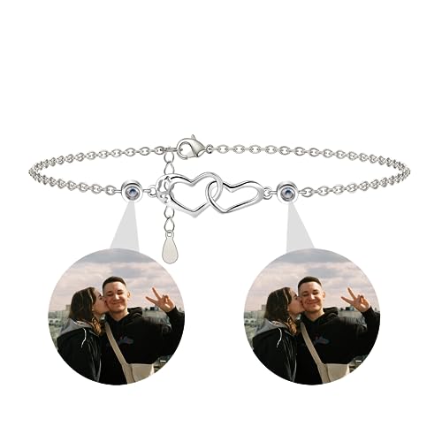 Personalisierte Armband mit Foto benutzerdefinierte Herz Armband mit Bild im Stein Speicher Foto Armband Ich Liebe Dich Armband 100 Sprachen Geschenke für Frauen von Aina Lighting